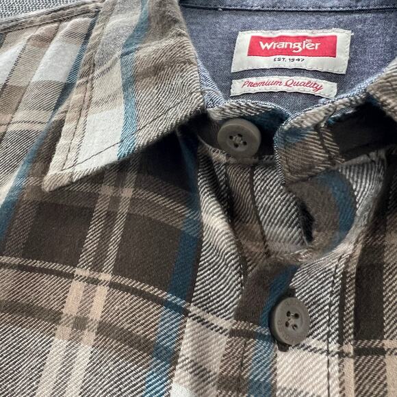 Wrangler Mens 100% Cotton Lightweight Long Sleeve Casual Plaid Button Up Shirt L - Picture 3 of 12